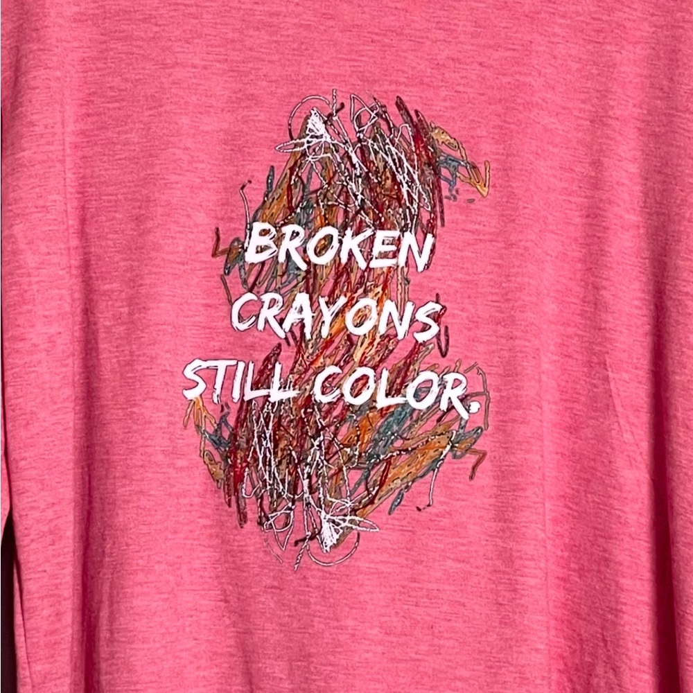 Broken Crayons Still Color. Long Sleeve Tee. Pink.
Size M - Picture 5 of 5